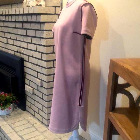 NWOT! MARNI 2 PC. PINK DRESS & BLZR. GREAT 3-SEASON SUIT. Maroon & Black Piping. - Picture 9 of 16